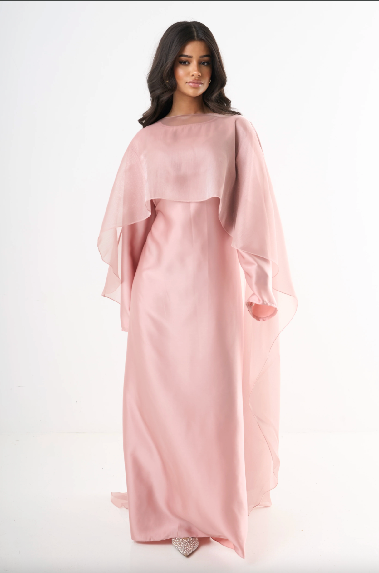 Elegant Cape Dress - Pink