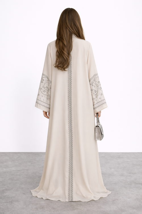 Beige Embroidered Kaftan